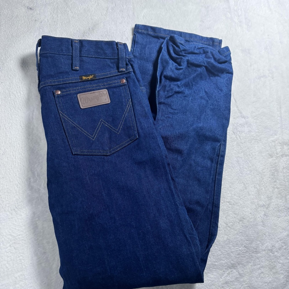 Wrangler Jeans Mens 36x31 Blue Denim Straight Leg Western Zip Fly Workwear Dark‎